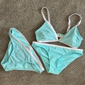 Chic Aqua Baby Blue White Bikini Set